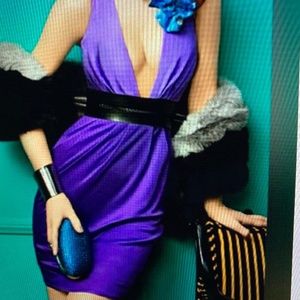 bebe Colorblock Mini Dress Deep V